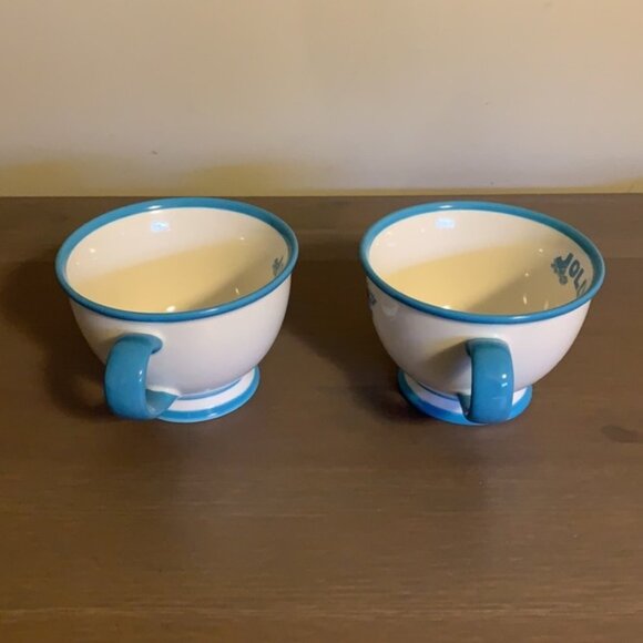 Starbucks “Jolly” 10 Oz. White and Blue Ceramic Candy Cane Mugs - Picture 5 of 7